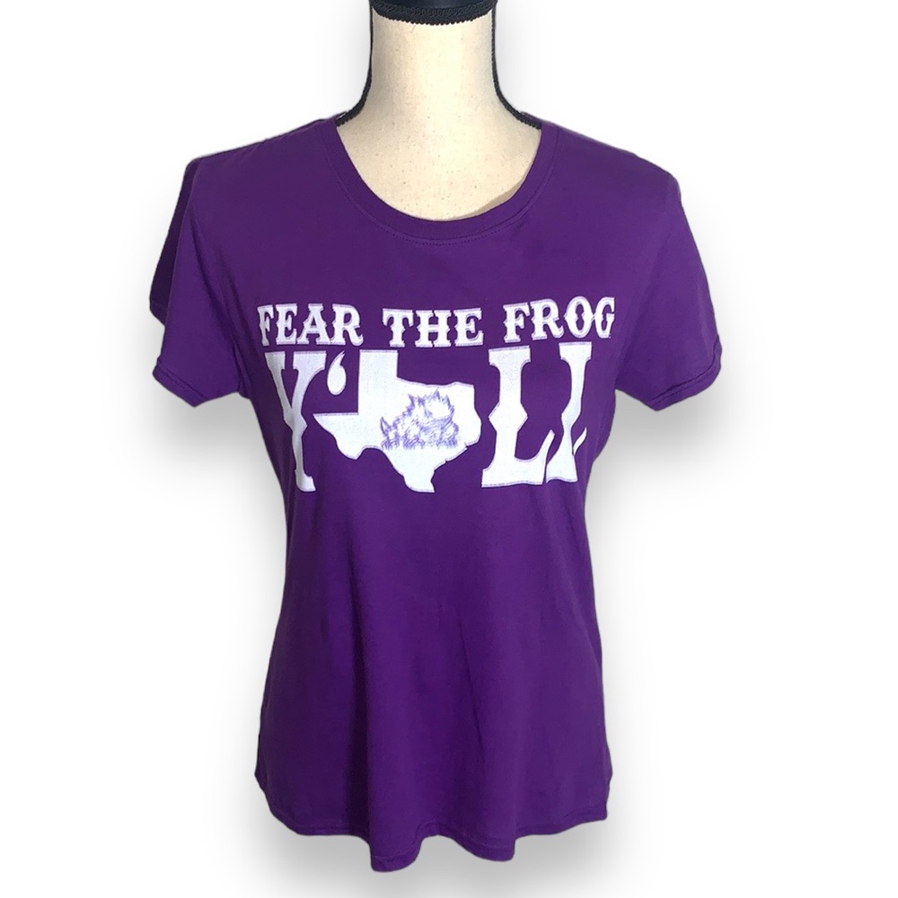 Delta TCU Fear The Frog Purple Graphic T Shirt Small 3D Design